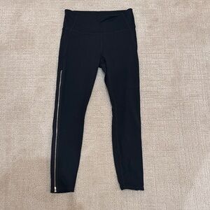 Athleta Black High-Rise Leggings with Side Ankle Zipper